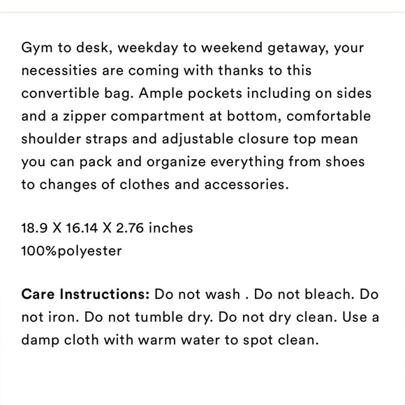 BEYOND YOGA Convertible bag- brand new! - Picture 5 of 5